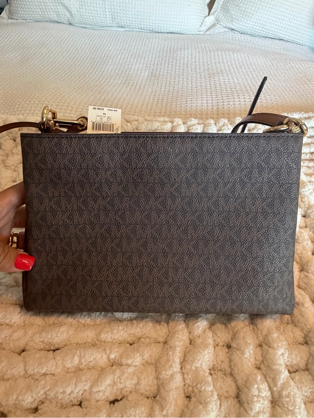 Michael Kors Dark Brown Signature Slim Crossbody with Gold Logo - Picture 2 of 7
